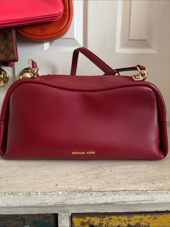 Michael Kors Handbags - Michael Kors Wine Red Leather Shoulder Bag with Gold Hardware